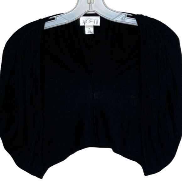 Ann Taylor LOFT Silk Blend‎ Sweater Cropped Wrap Jacket Black - Picture 1 of 5